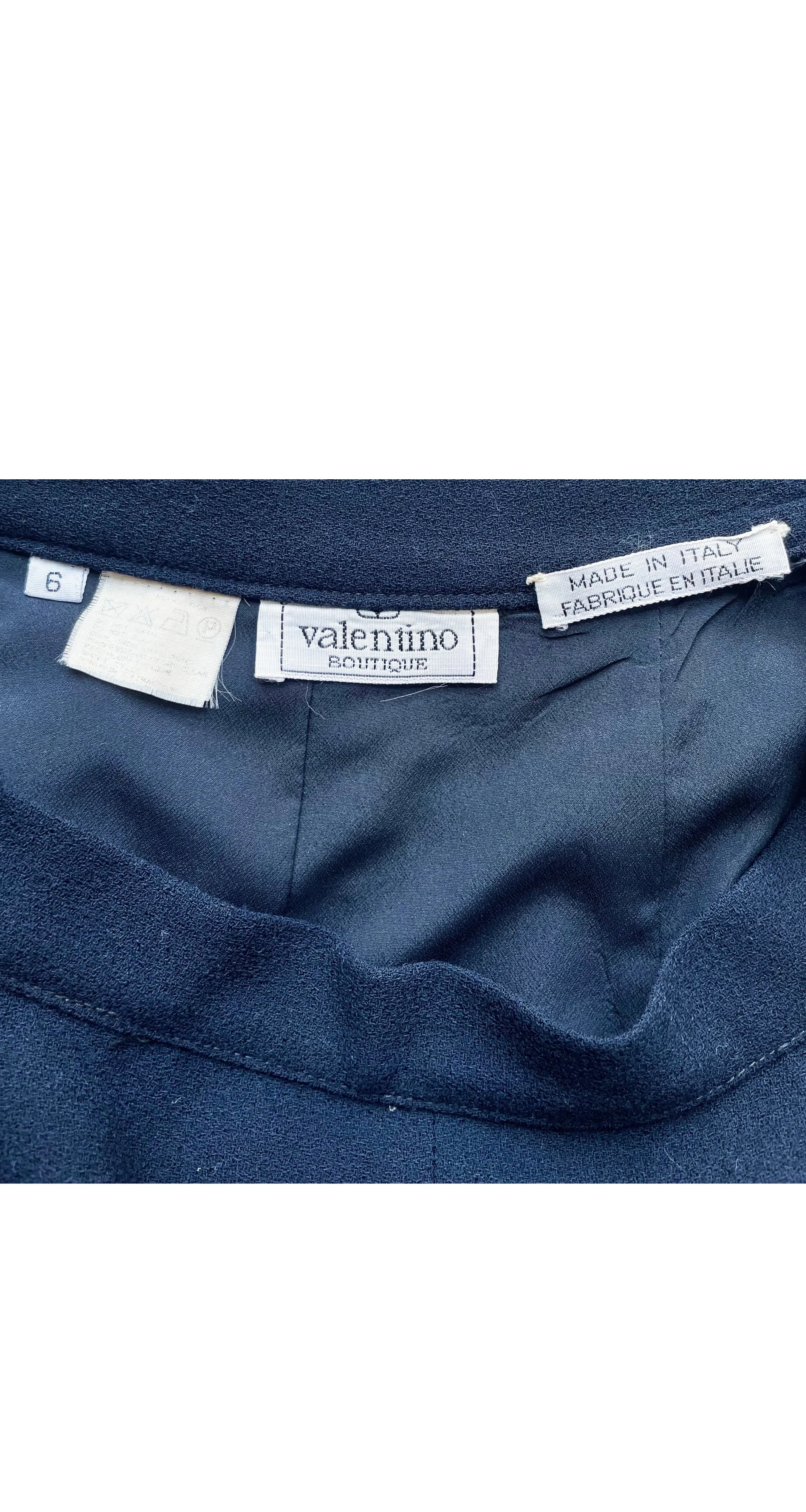 1989 S/S Navy Wool Crepe Wide Leg Culottes