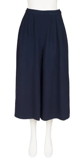 1989 S/S Navy Wool Crepe Wide Leg Culottes