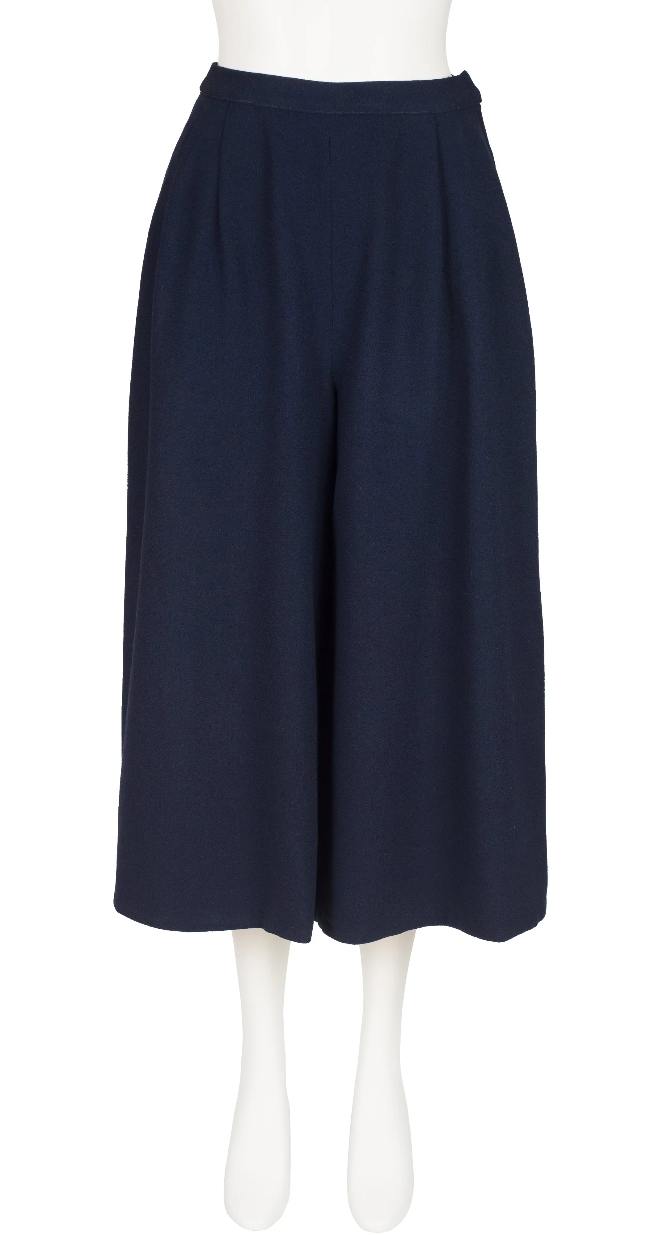 1989 S/S Navy Wool Crepe Wide Leg Culottes
