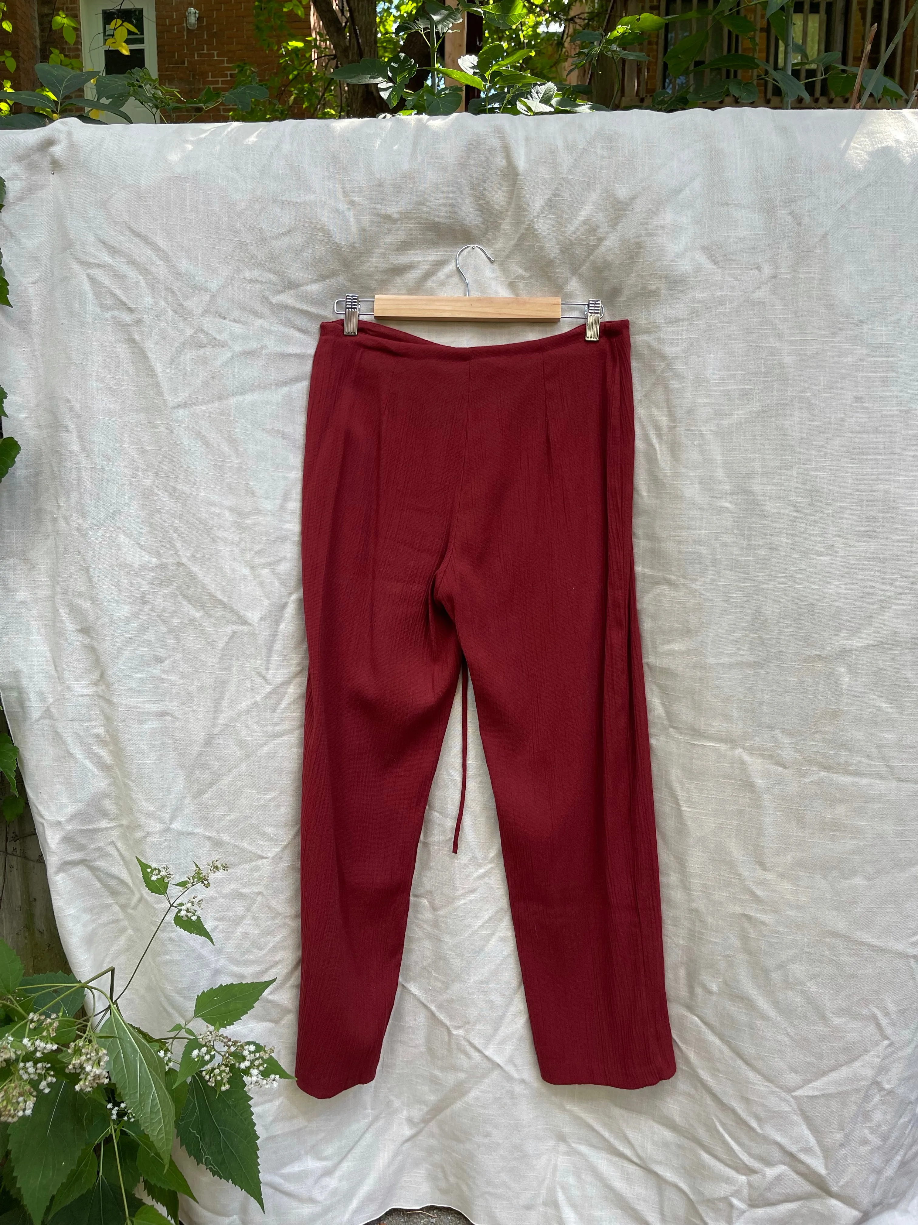 90s Textured Rust Drawstring Culottes - S