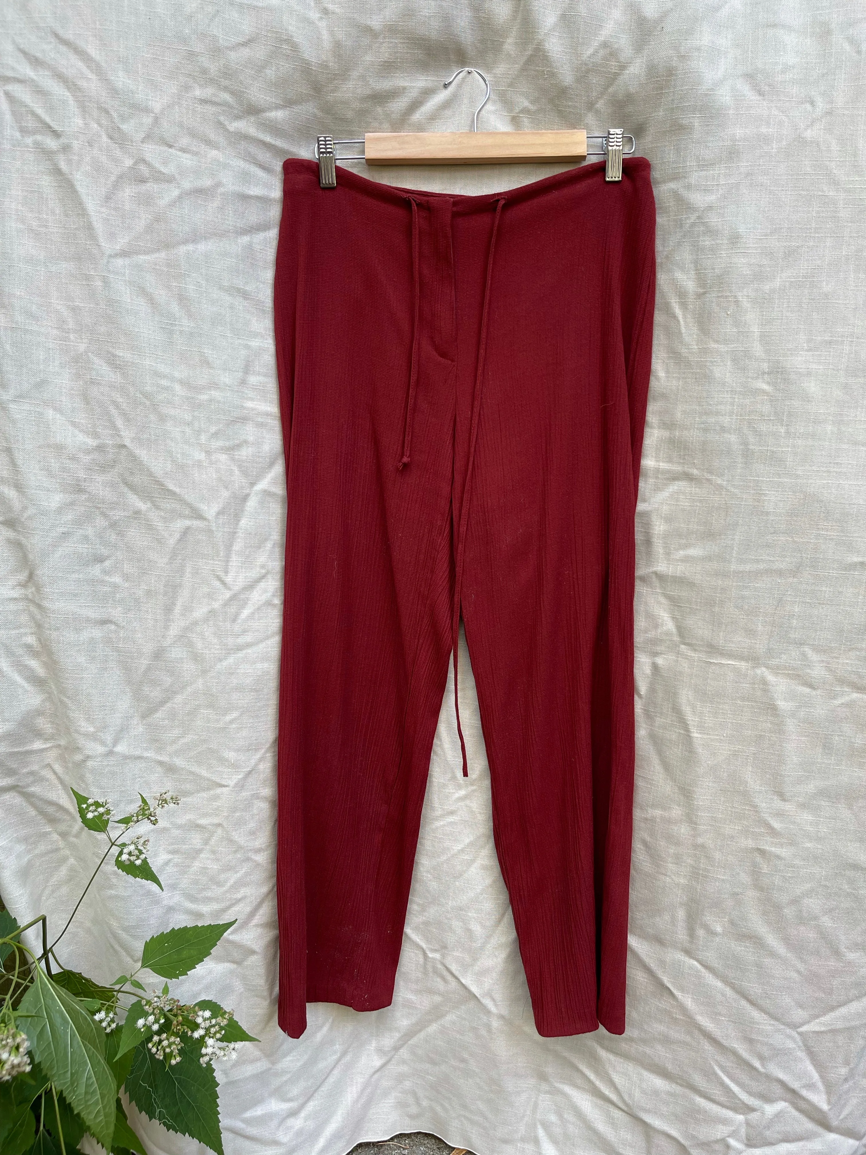 90s Textured Rust Drawstring Culottes - S