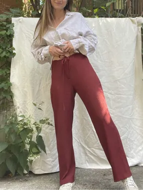 90s Textured Rust Drawstring Culottes - S