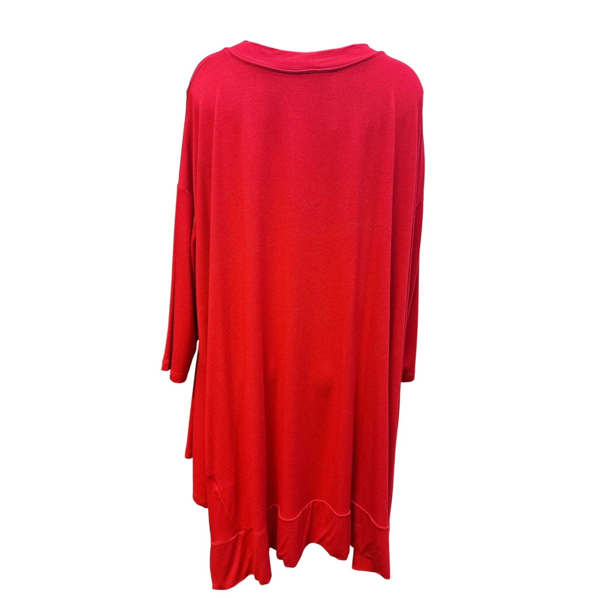 Alembika Red Asymmetric Tunic Top Size L