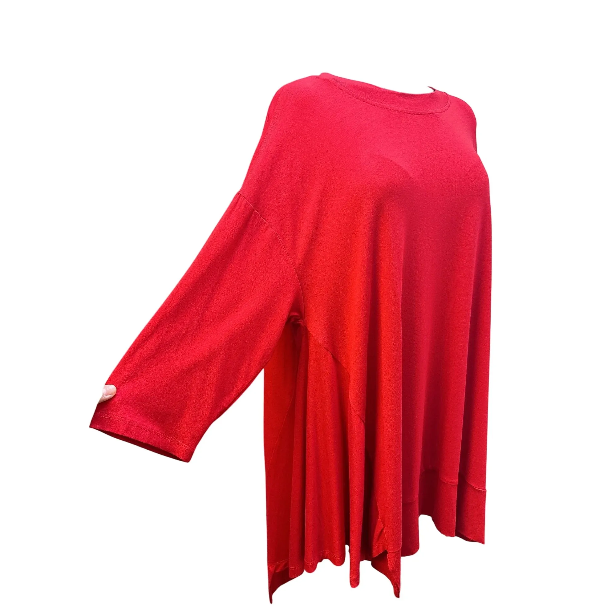 Alembika Red Asymmetric Tunic Top Size L