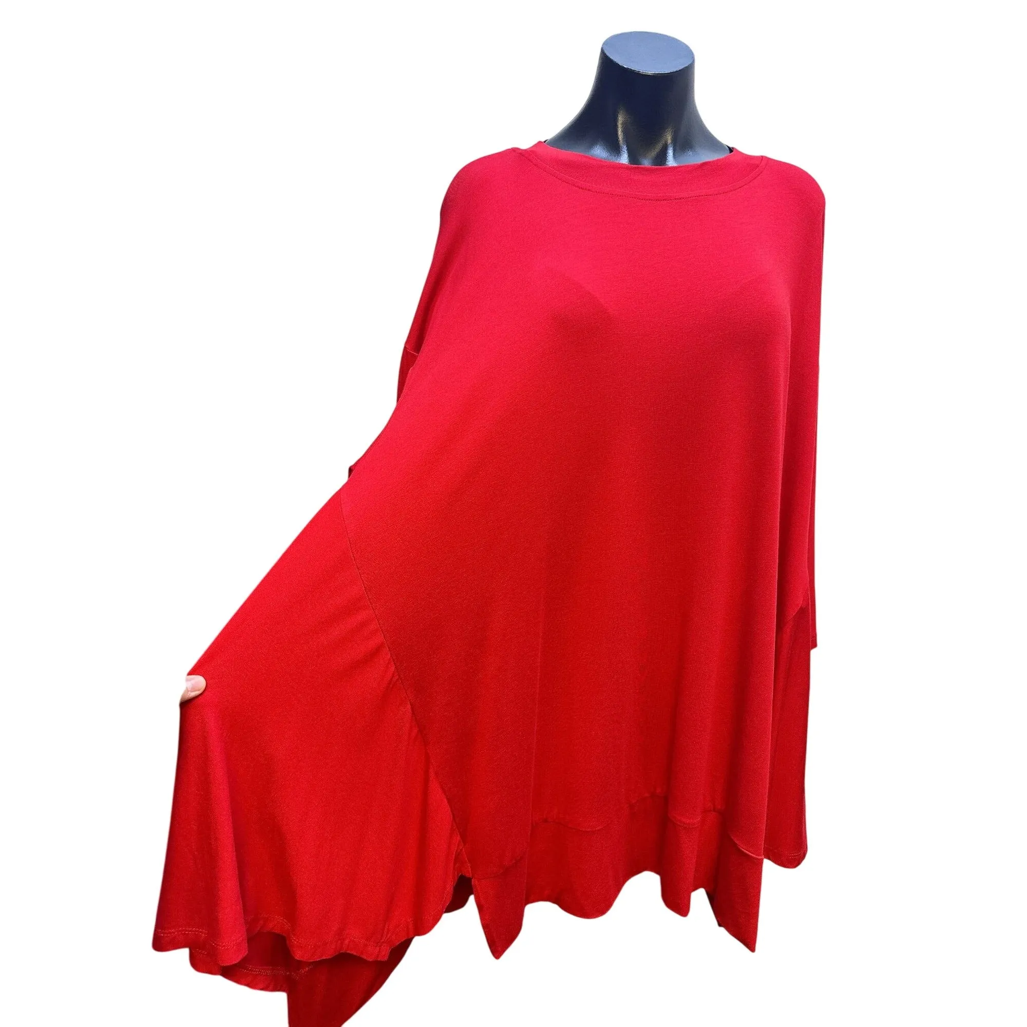 Alembika Red Asymmetric Tunic Top Size L