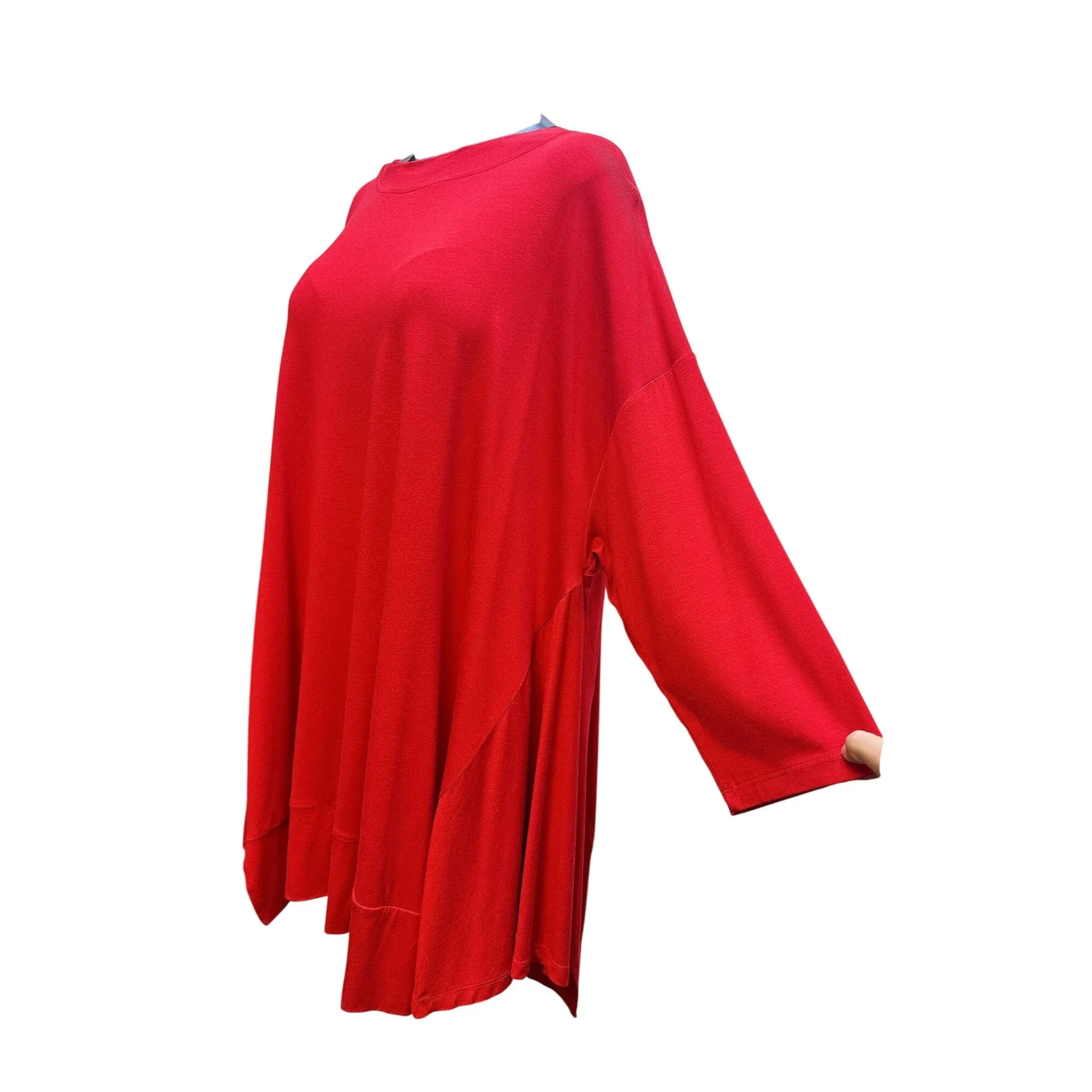 Alembika Red Asymmetric Tunic Top Size L