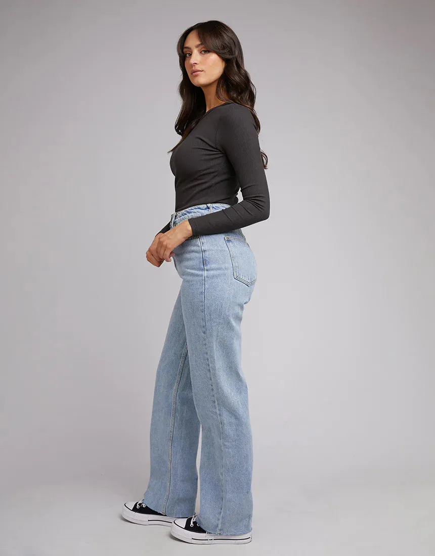 All About Eve Rib Baby Long Sleeve Tee - Washed Black