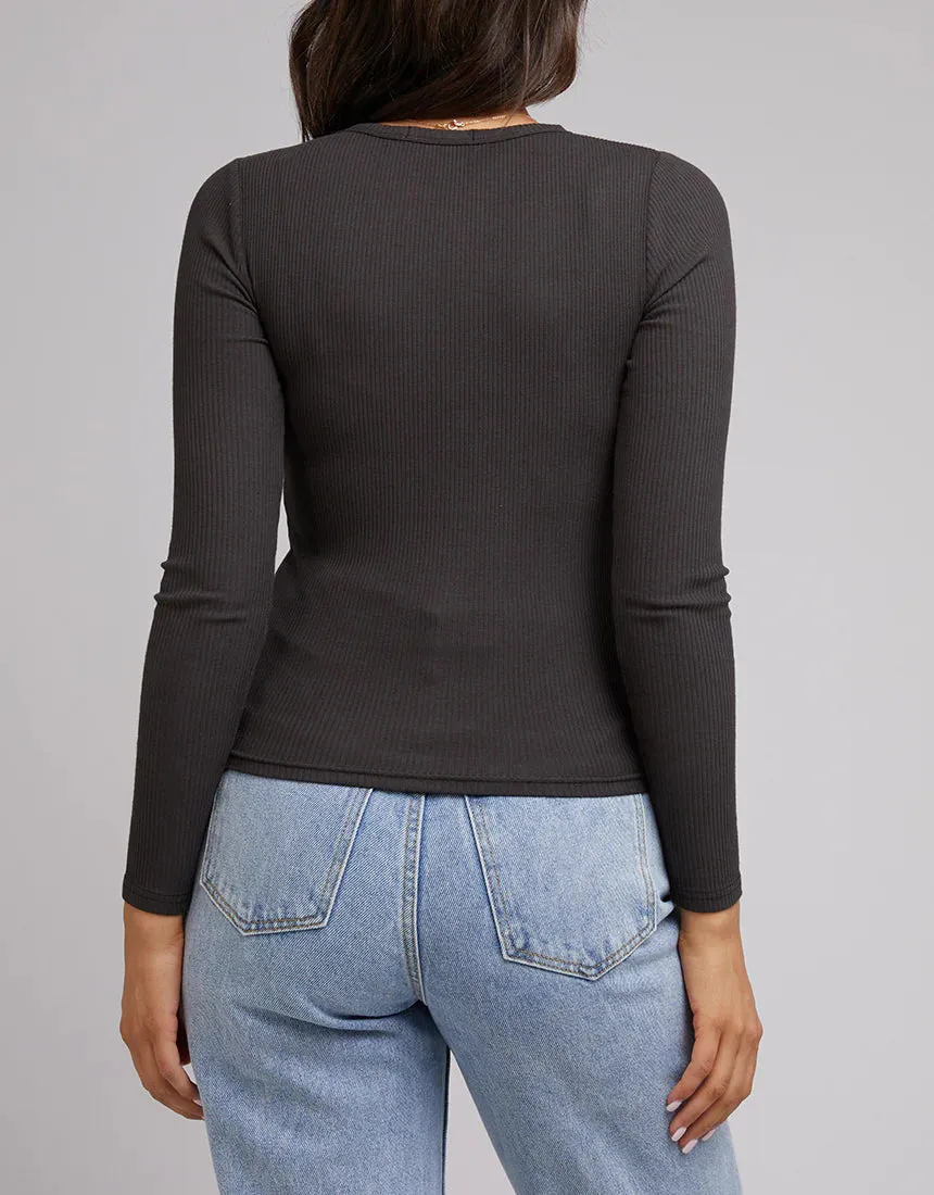 All About Eve Rib Baby Long Sleeve Tee - Washed Black