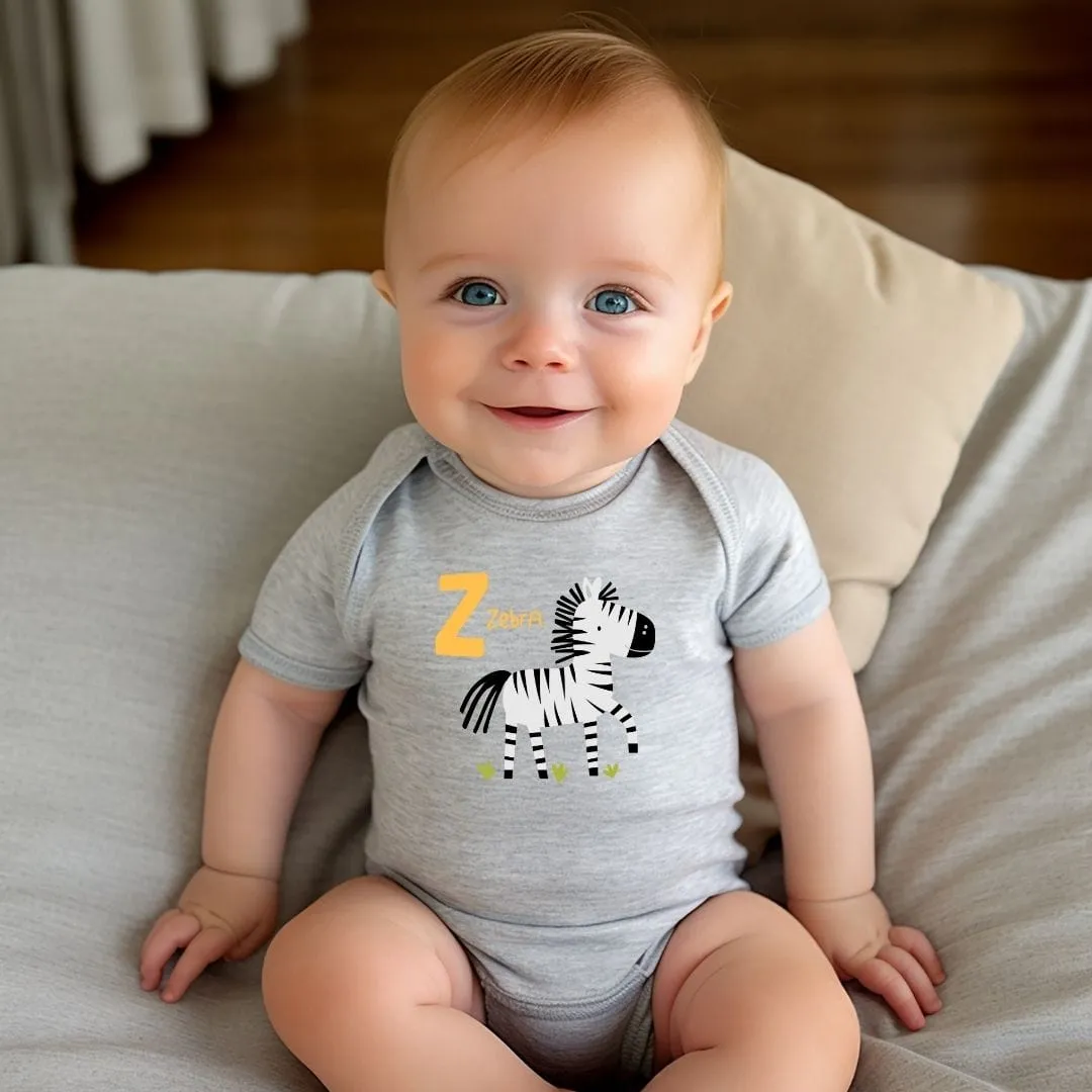 Animal Alphabet - Z for Zebra Baby Bodysuit - Unisex Graphic Bodysuit for Babies