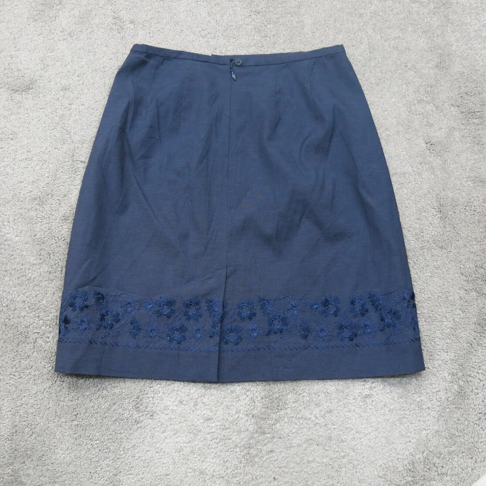 Ann Taylor Women Embroidered Straight Pencil Skirts Pull on Back Zip Blue SZ 12