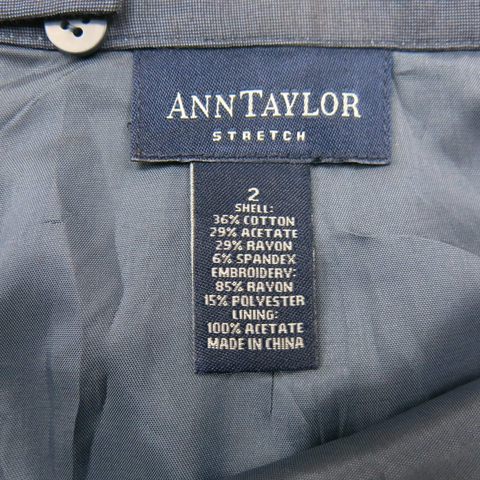 Ann Taylor Women Embroidered Straight Pencil Skirts Pull on Back Zip Blue SZ 12