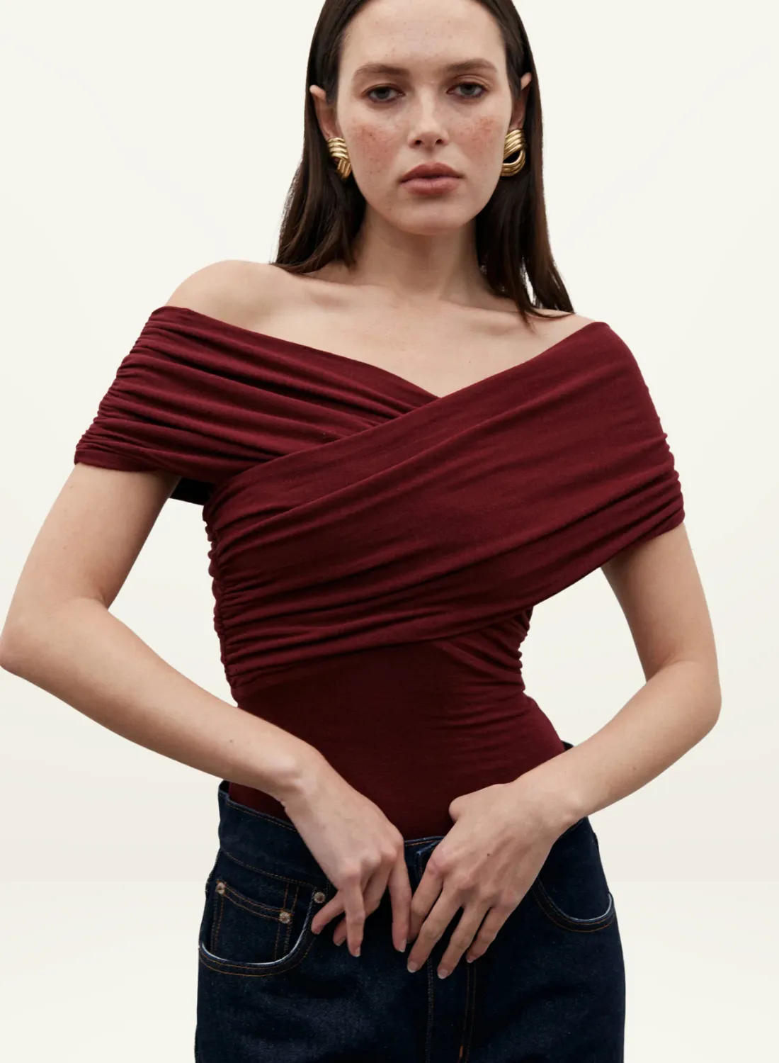 Bayse Ariana Bodysuit in WINE