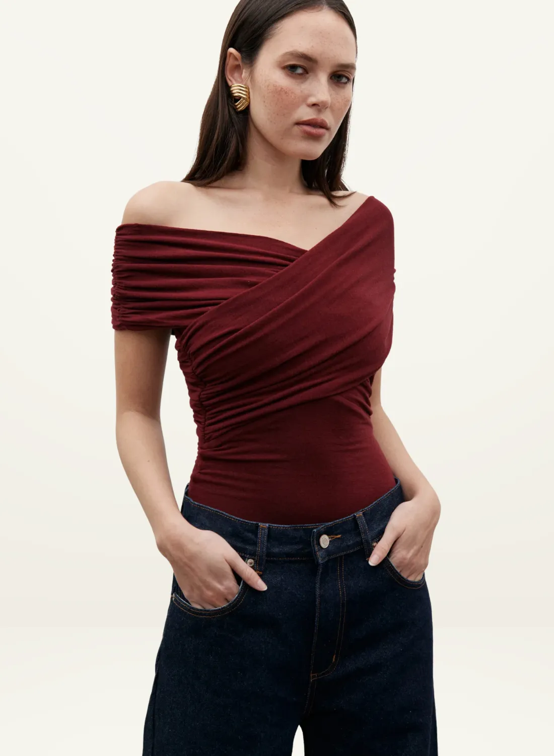 Bayse Ariana Bodysuit in WINE