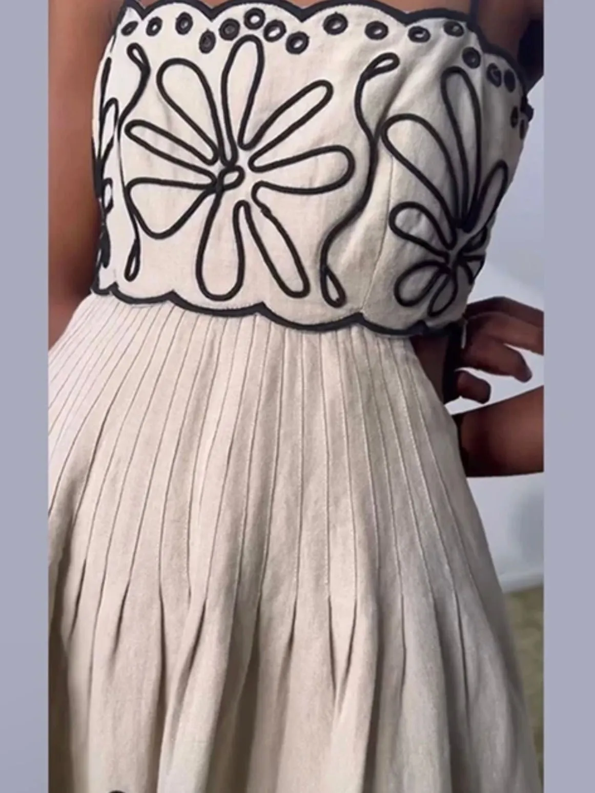 Beige with brown printed details maxi dress