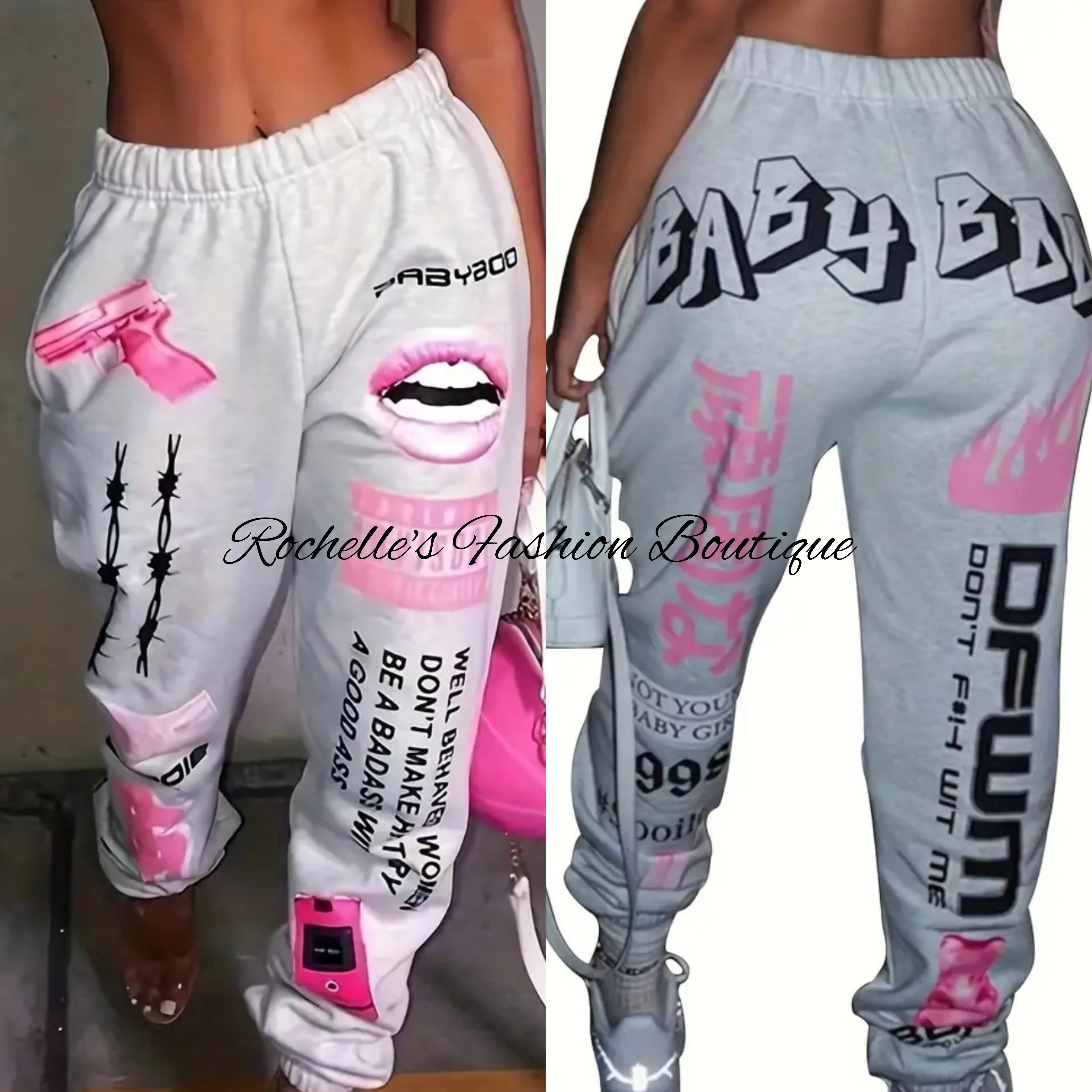 Black Letter & Lips Jogging Pant
