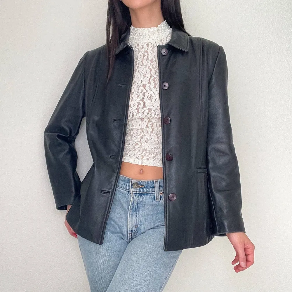 Black Vintage 90s Leather Jacket