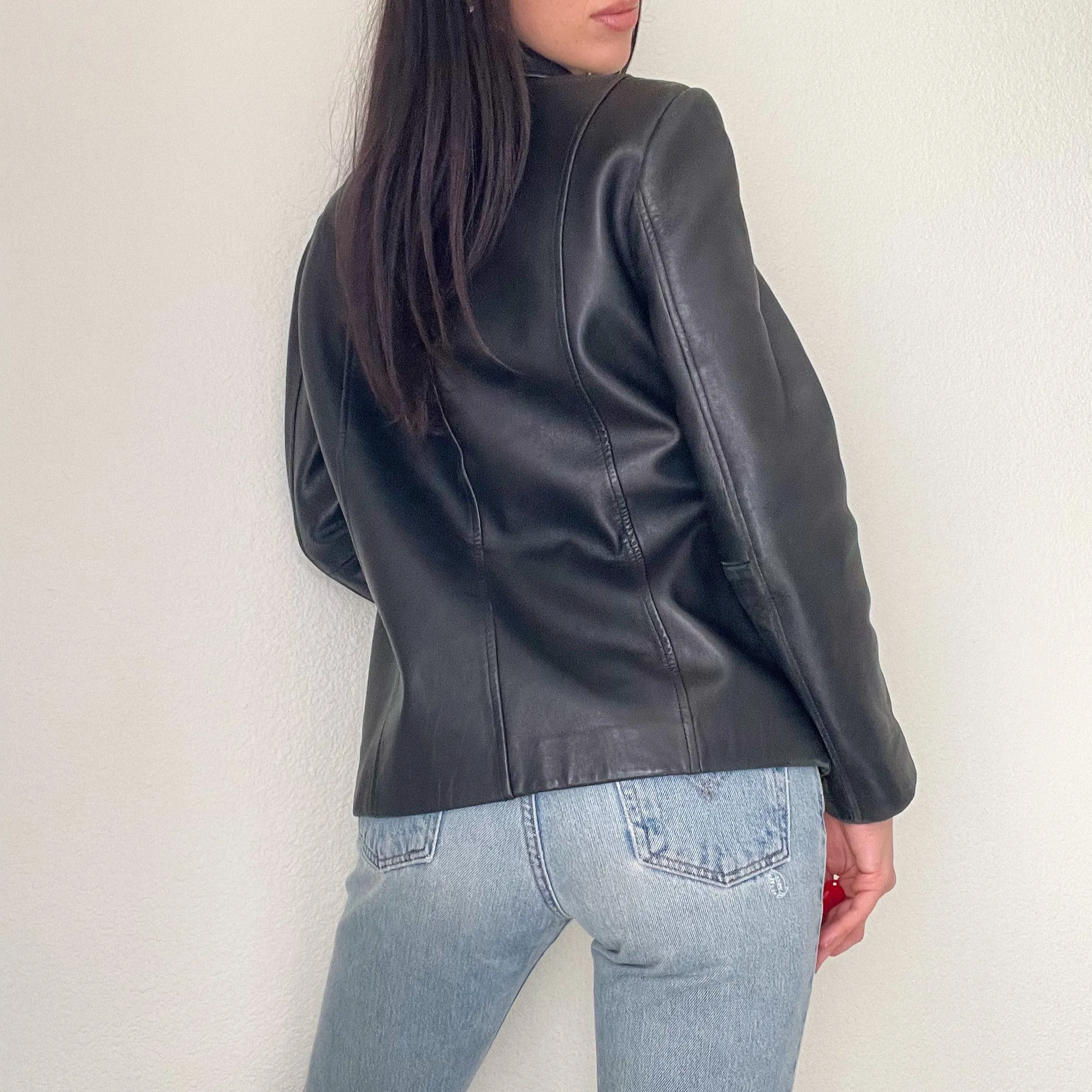 Black Vintage 90s Leather Jacket