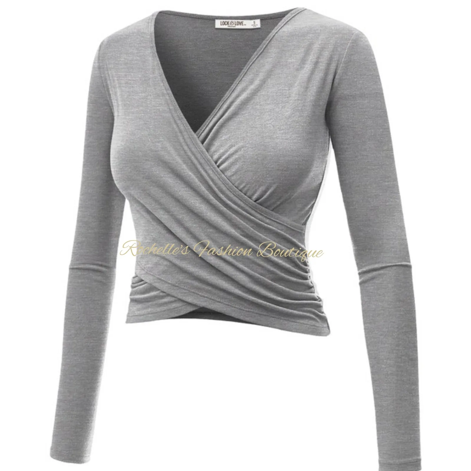 Brown V Neck L/S Wrap Shirt