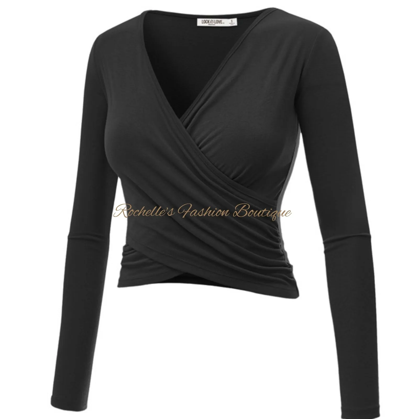 Brown V Neck L/S Wrap Shirt