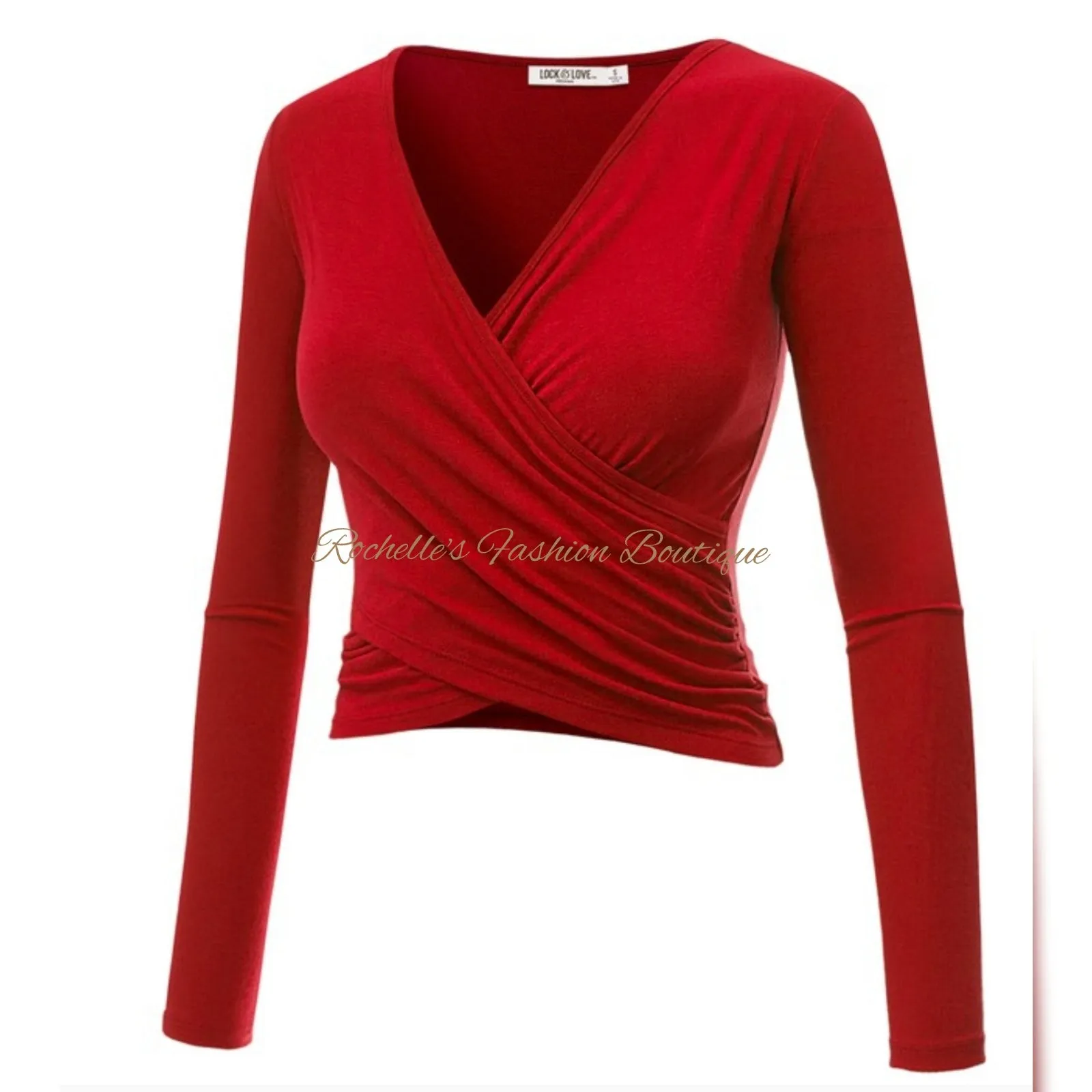 Brown V Neck L/S Wrap Shirt