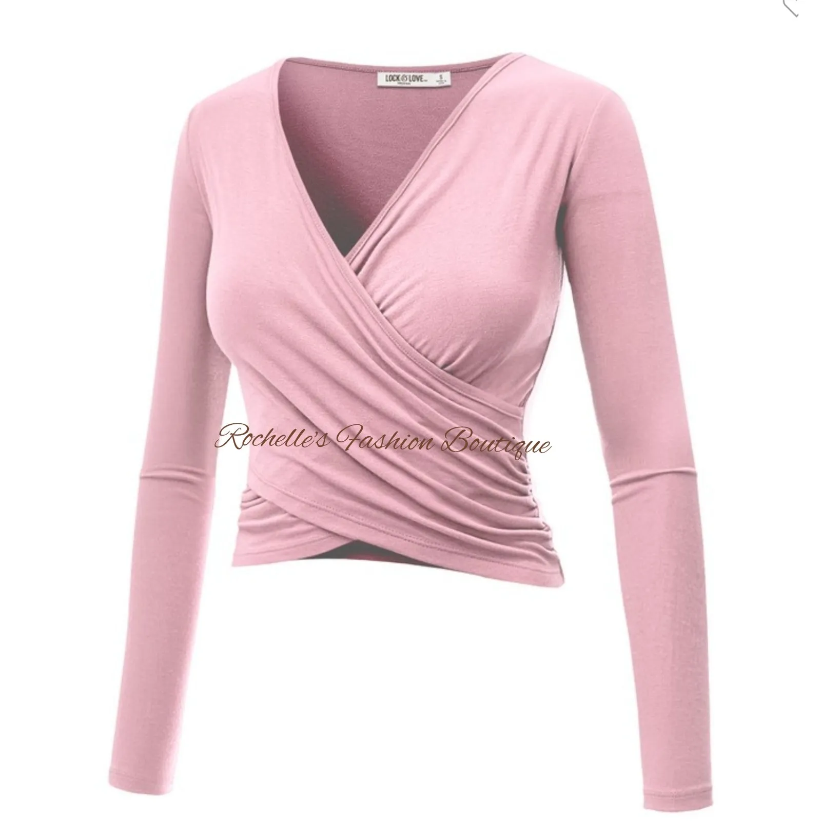 Brown V Neck L/S Wrap Shirt