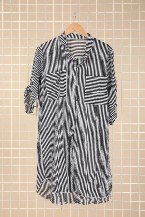 Cameron Black and White Stripe Shirt Dress