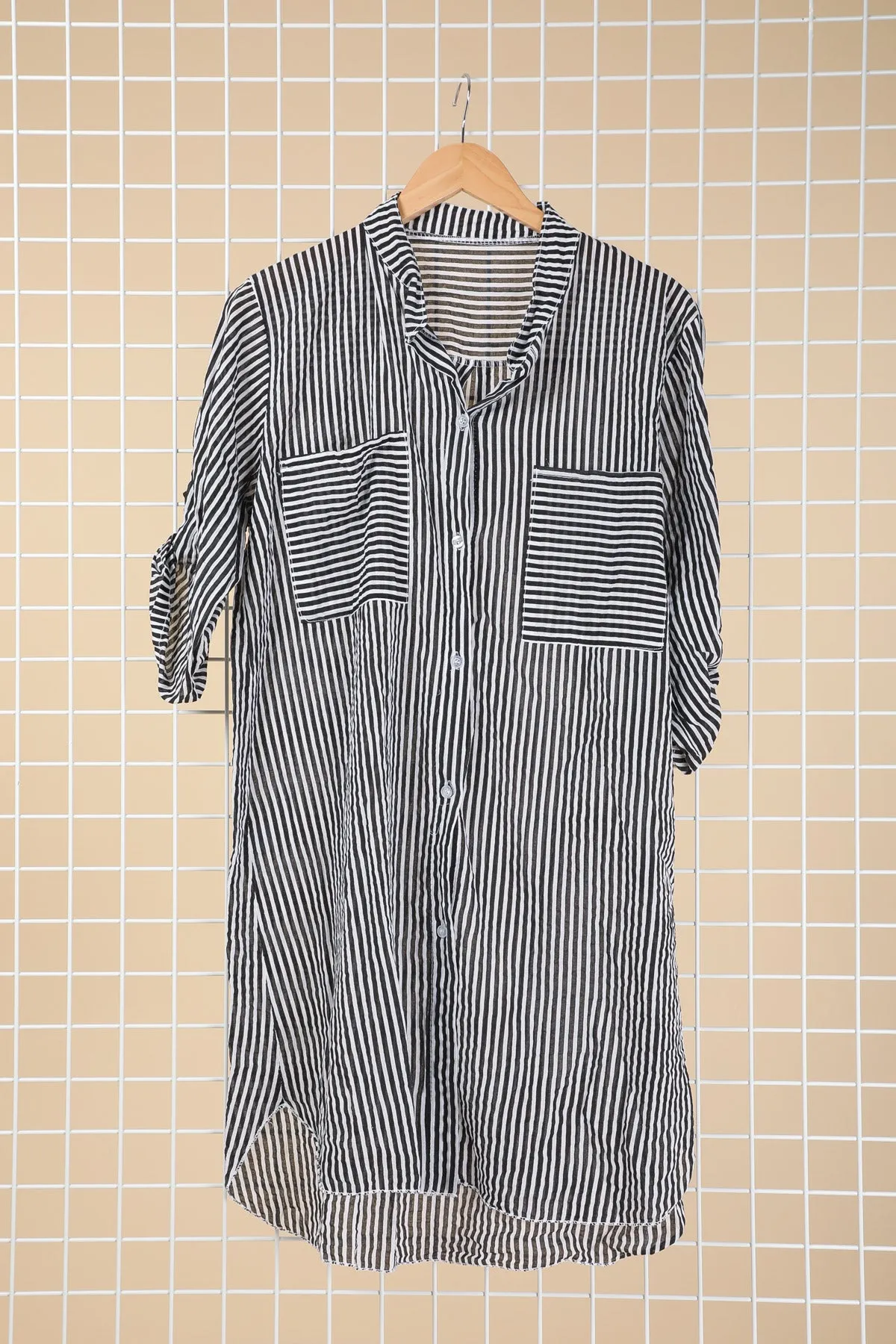 Cameron Black and White Stripe Shirt Dress