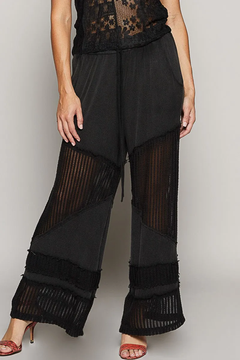 Contrast Elastic Waist Culottes Pants