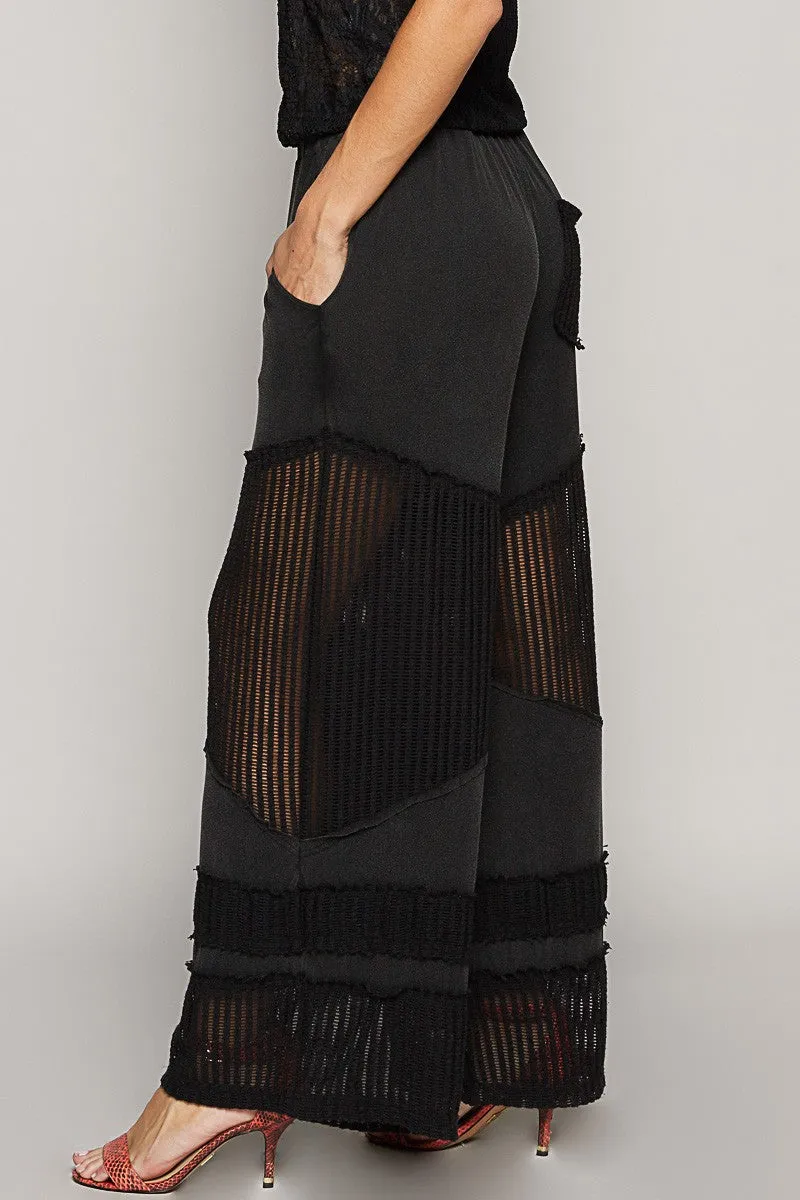 Contrast Elastic Waist Culottes Pants