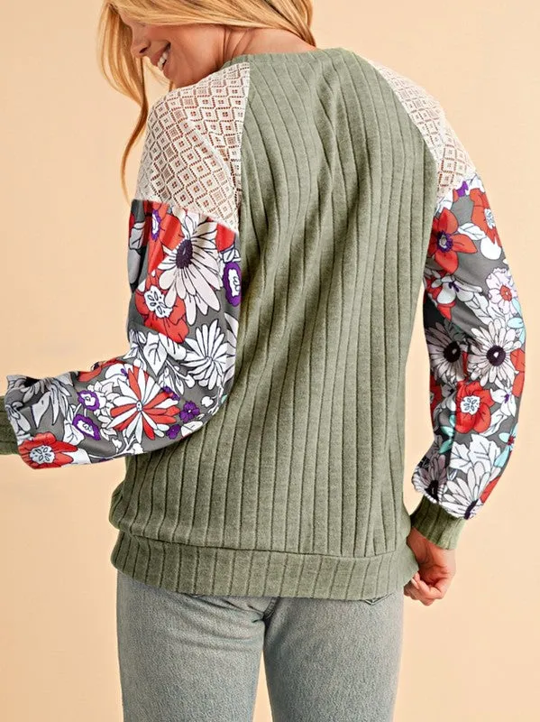 Cotton Stripe  Drop shoulder Sweatshirt