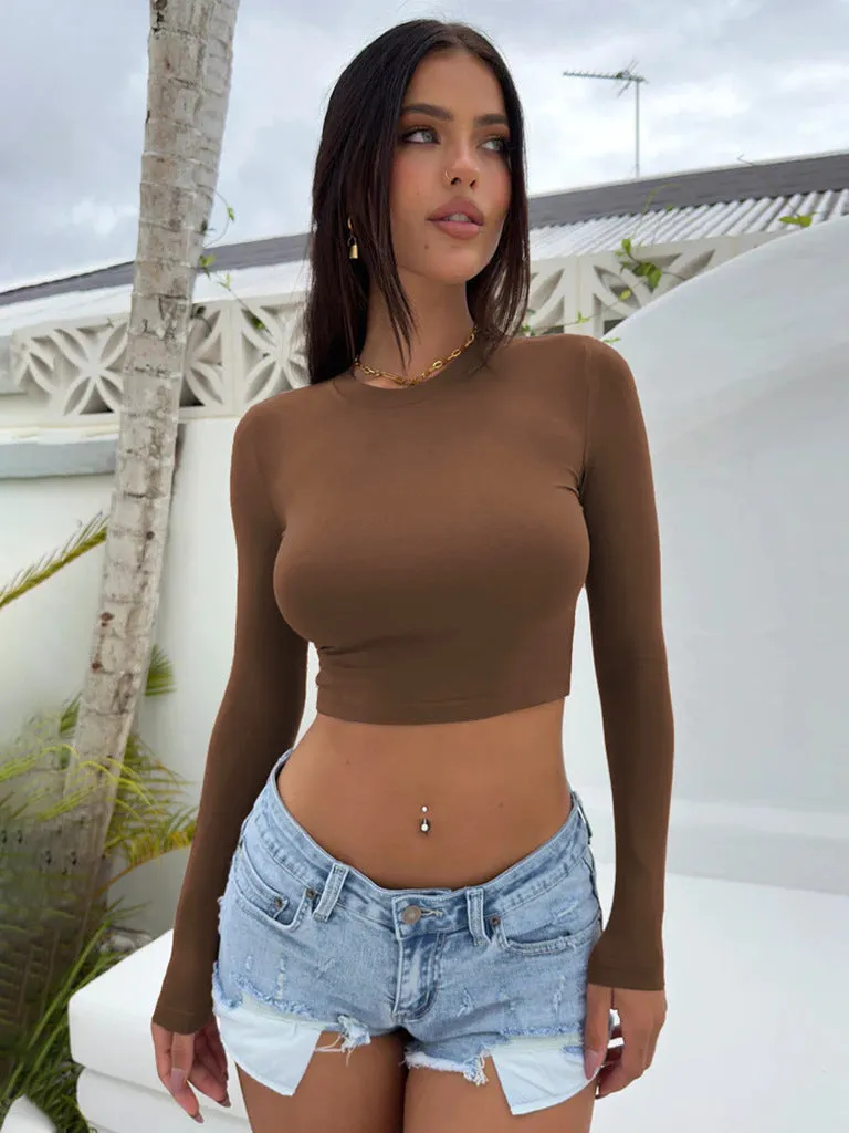 Cropped Hot Outer Wear Ultra Long Sleeve Blouses
