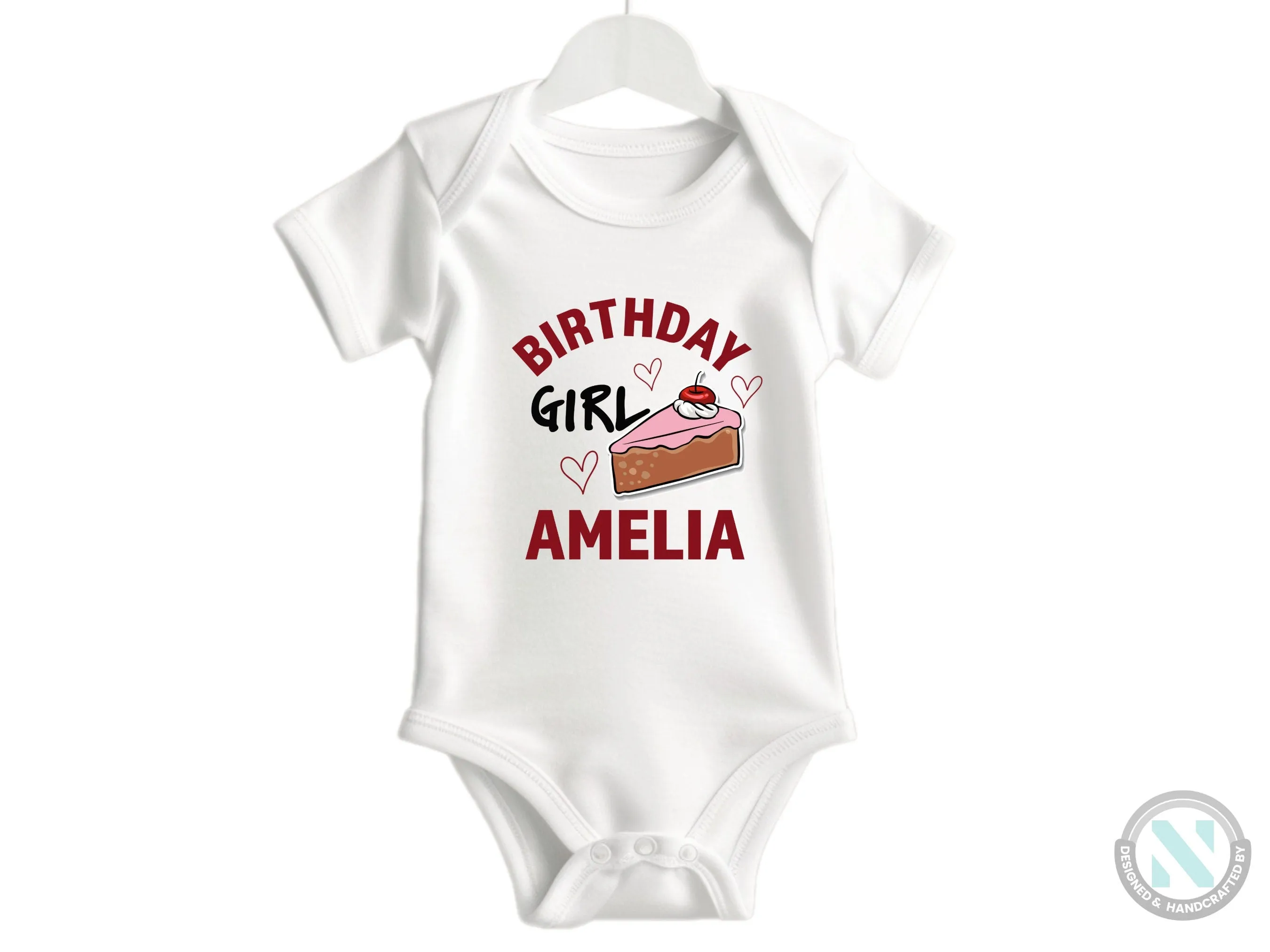 Custom Name Long Sleeve Birthday Baby Bodysuit for Girls with "Birthday Girl"