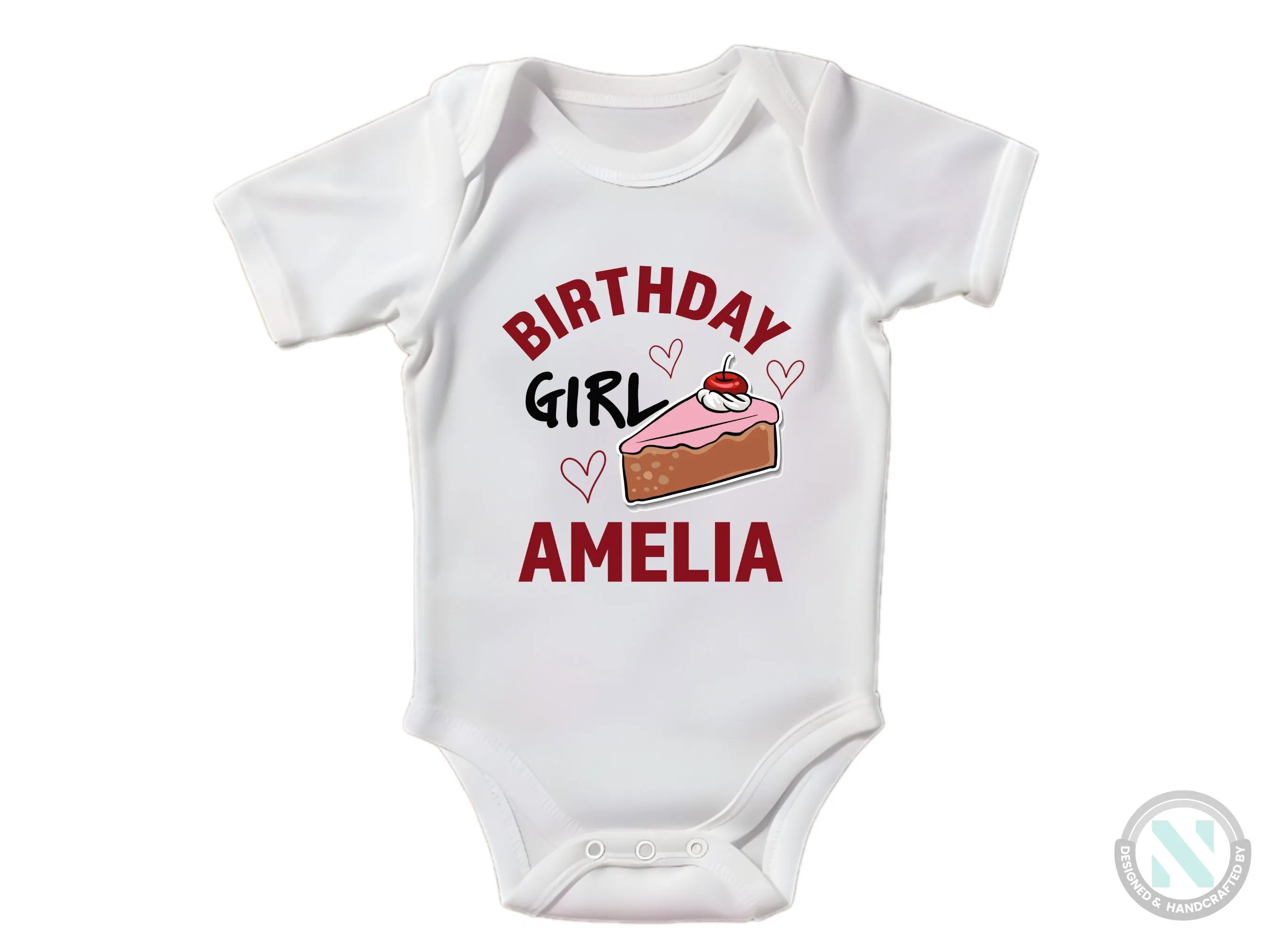 Custom Name Long Sleeve Birthday Baby Bodysuit for Girls with "Birthday Girl"