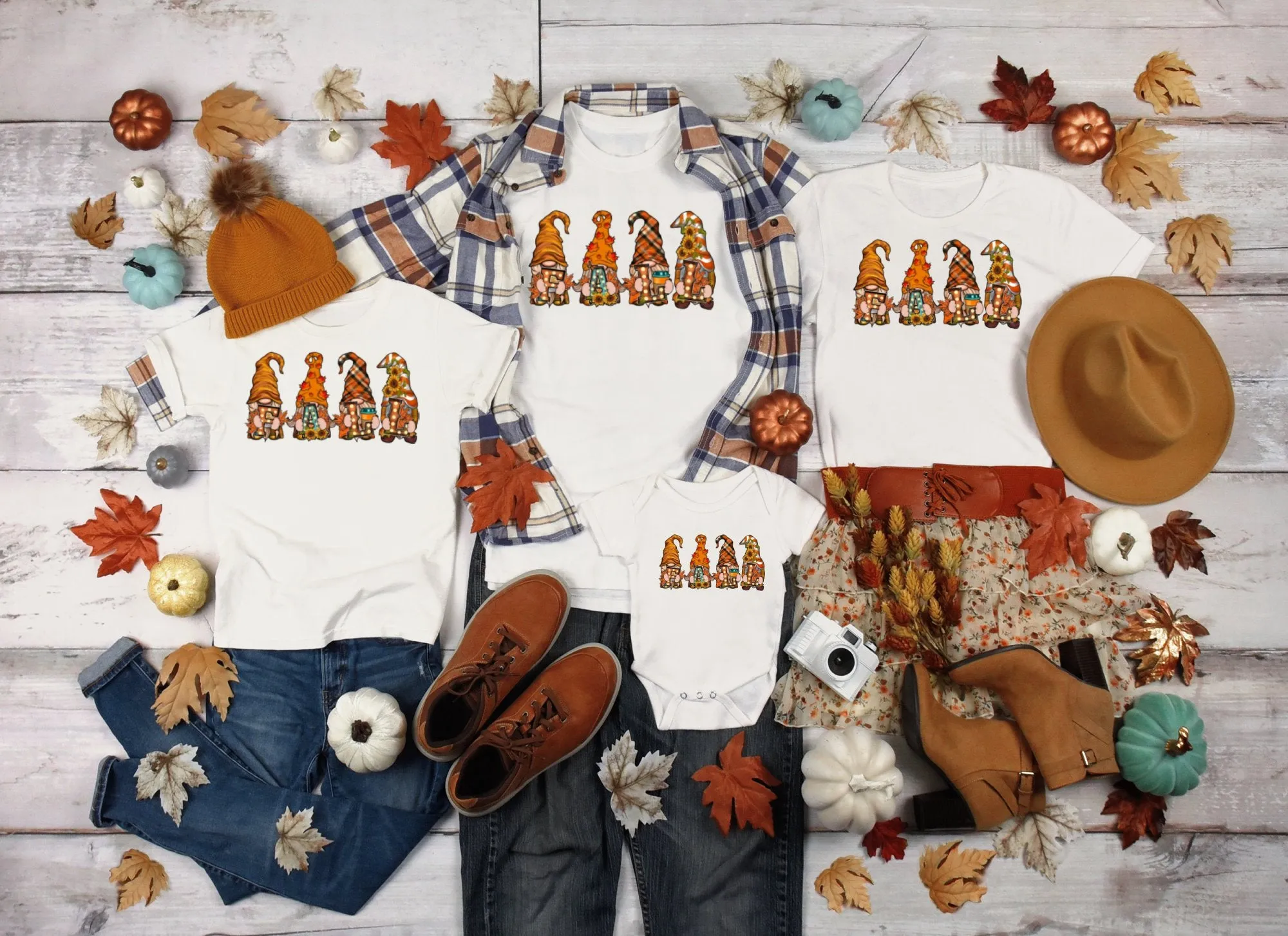 Fall Gnomes Shirt,Tank, Sweatshirt and Matching Family Shirts. Perfect for a Fall, Autumn or Thanksgiving Gift