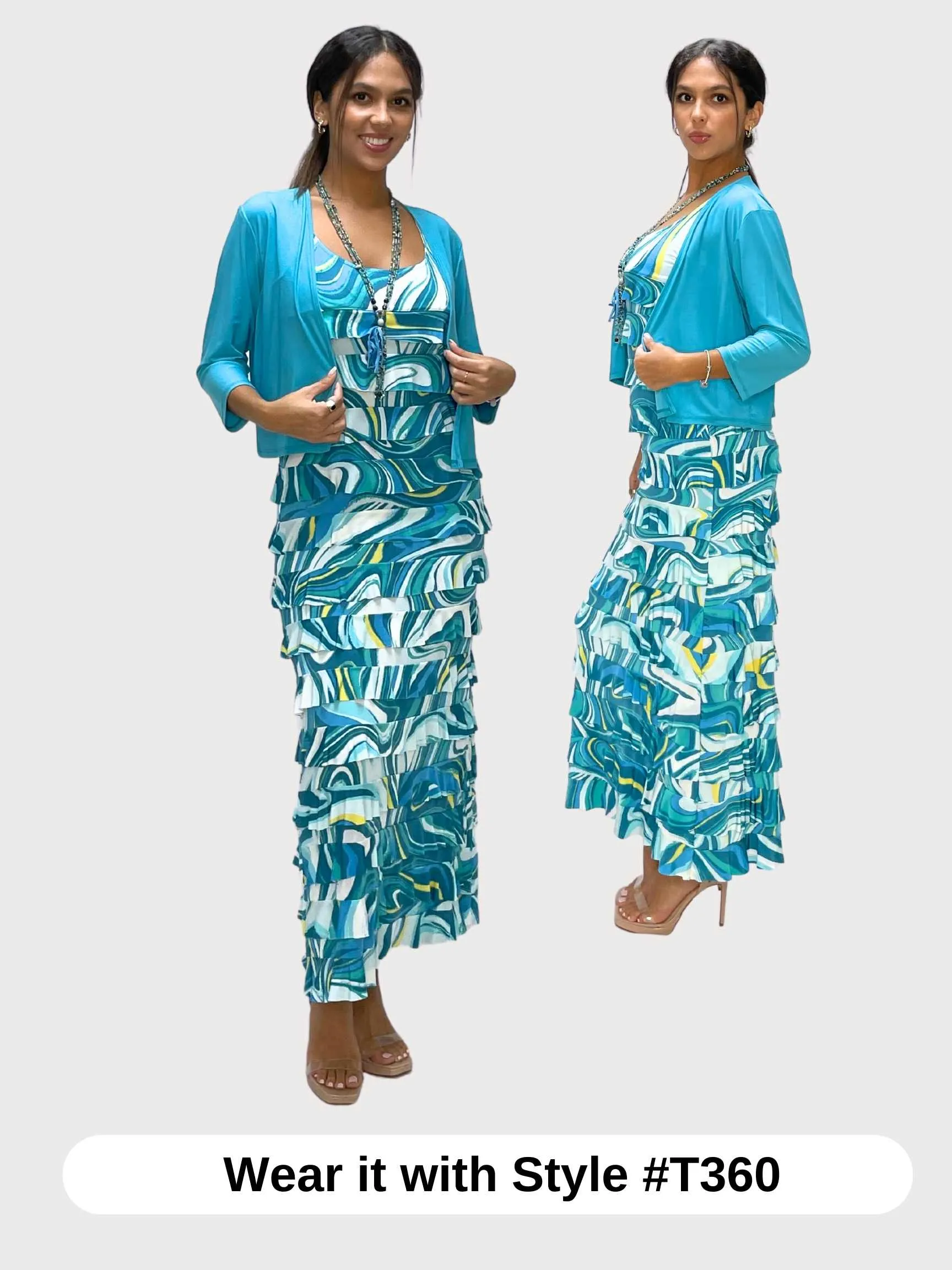 FASHQUE - Ruffle Maxi Dress Sleeveless PRINTED - D211