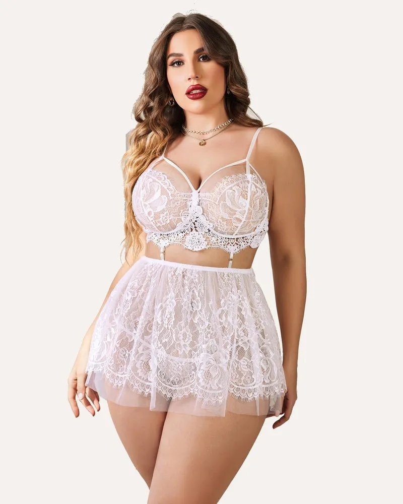 Flirty & Feminine Lace Mesh Lingerie Set
