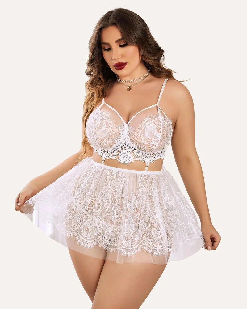 Flirty & Feminine Lace Mesh Lingerie Set