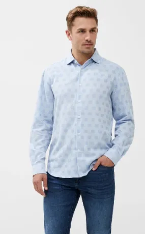 French Connection Long Sleeve Tonal Check Shirt - Light Blue