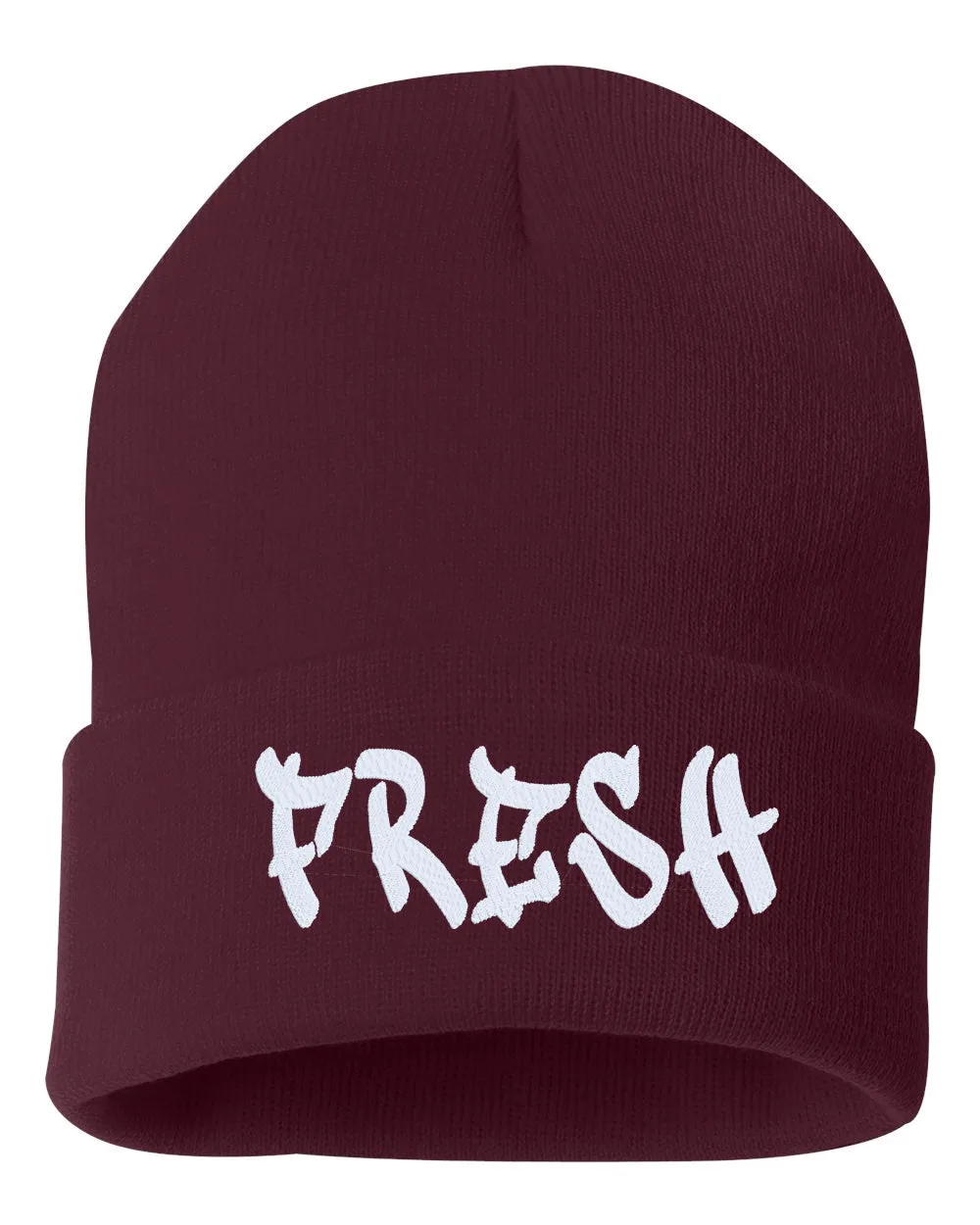 FRESH Embroidered Cuffed Beanie Hat