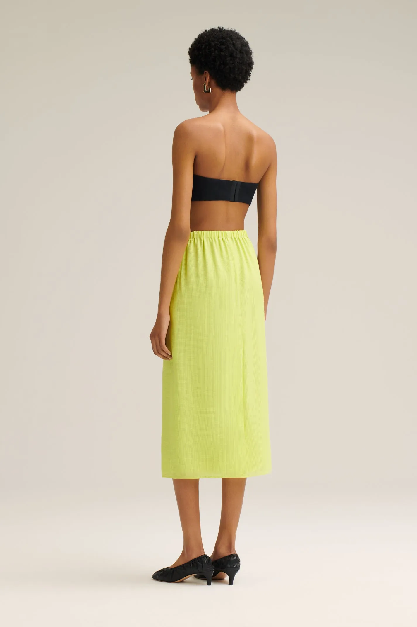 GINGHAM PENCIL SKIRT - LIME