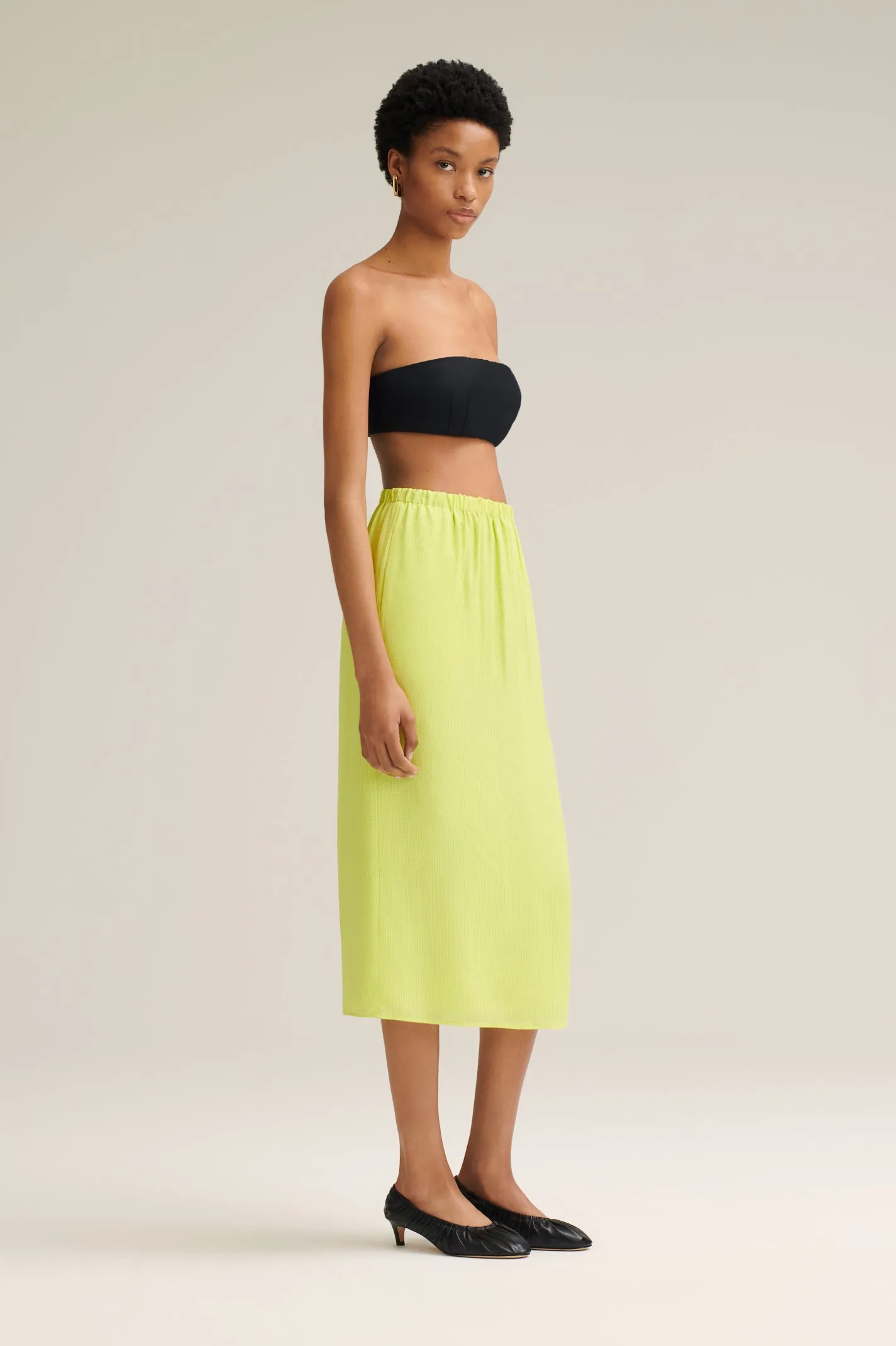 GINGHAM PENCIL SKIRT - LIME
