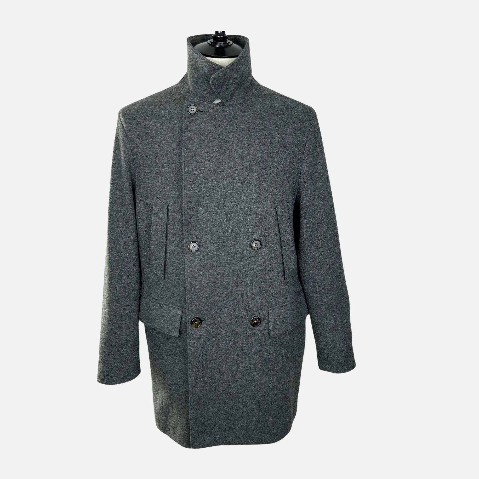 Grey Melange Cashmere Coat (M)