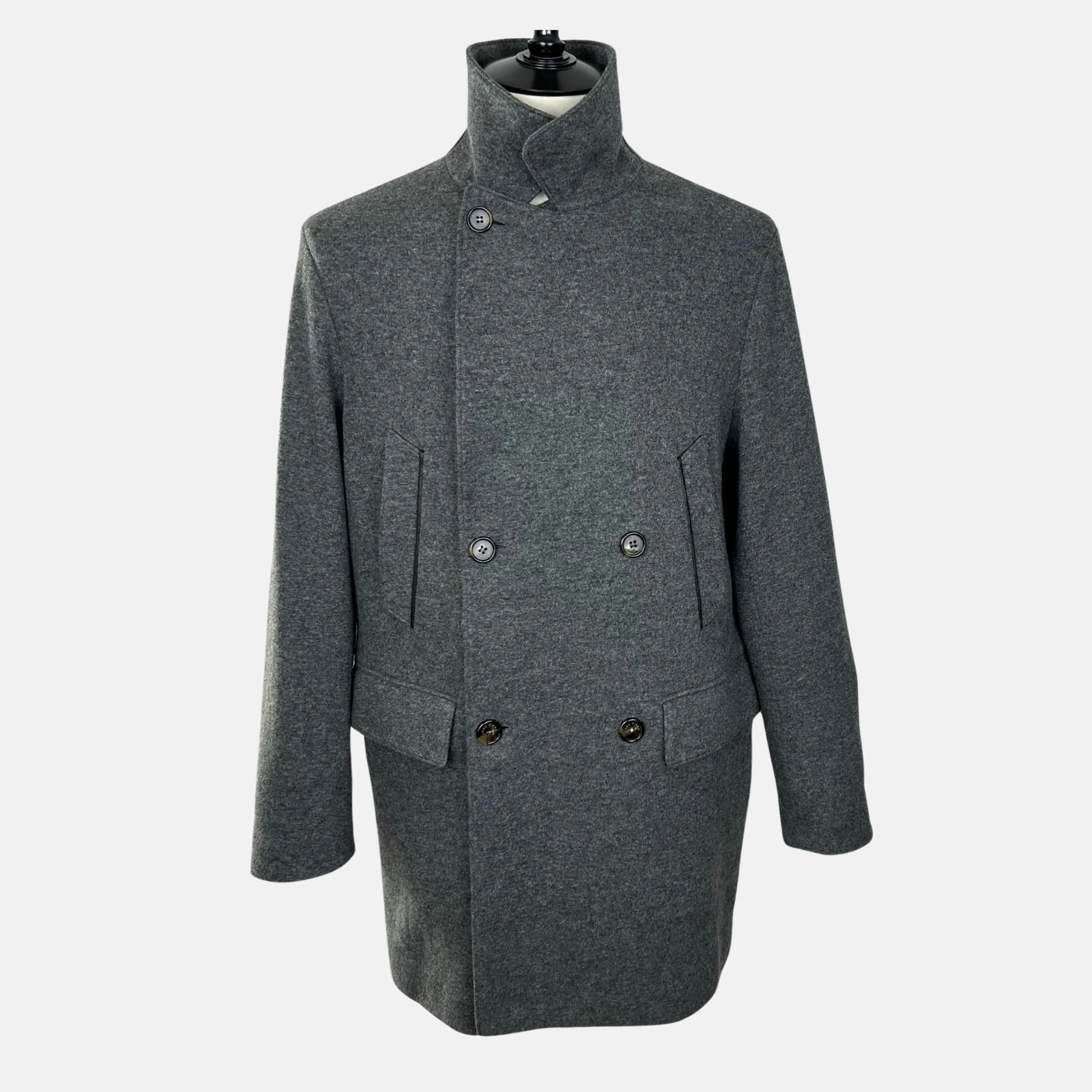 Grey Melange Cashmere Coat (M)