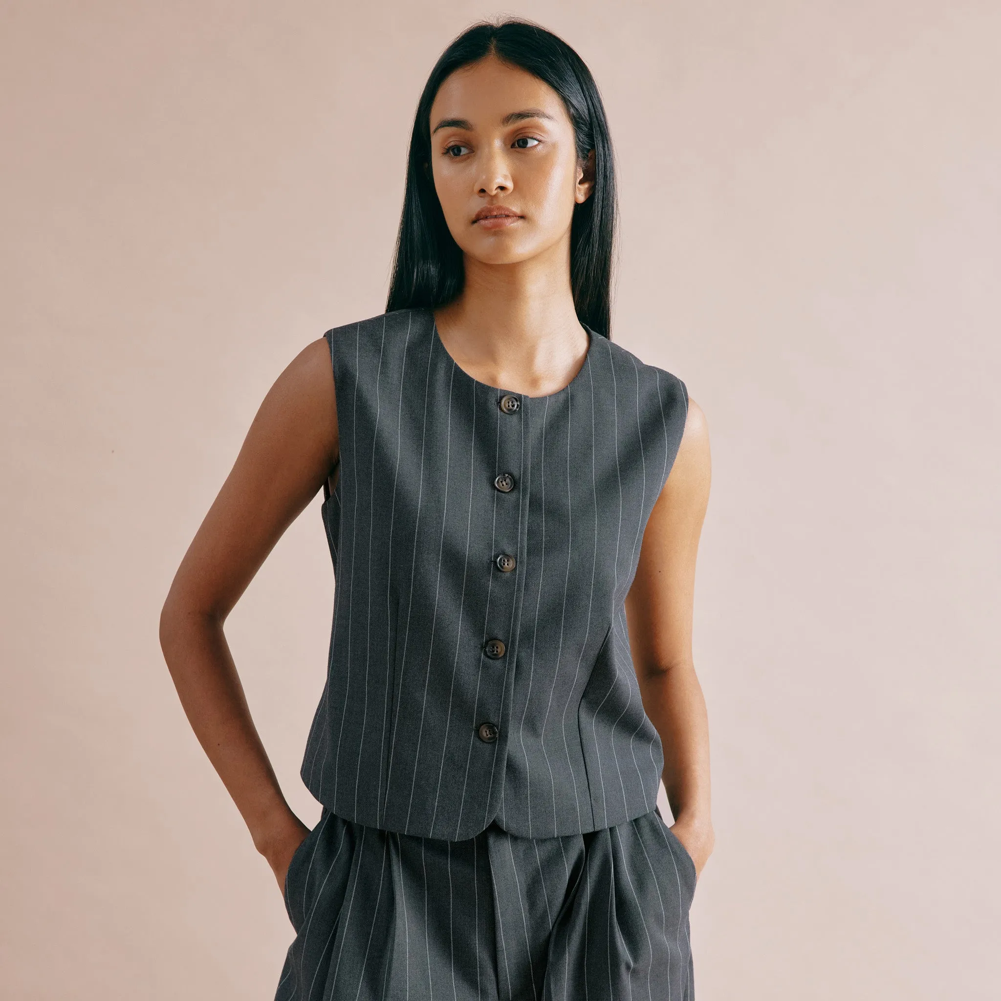 Grey Pinstripe Waistcoat