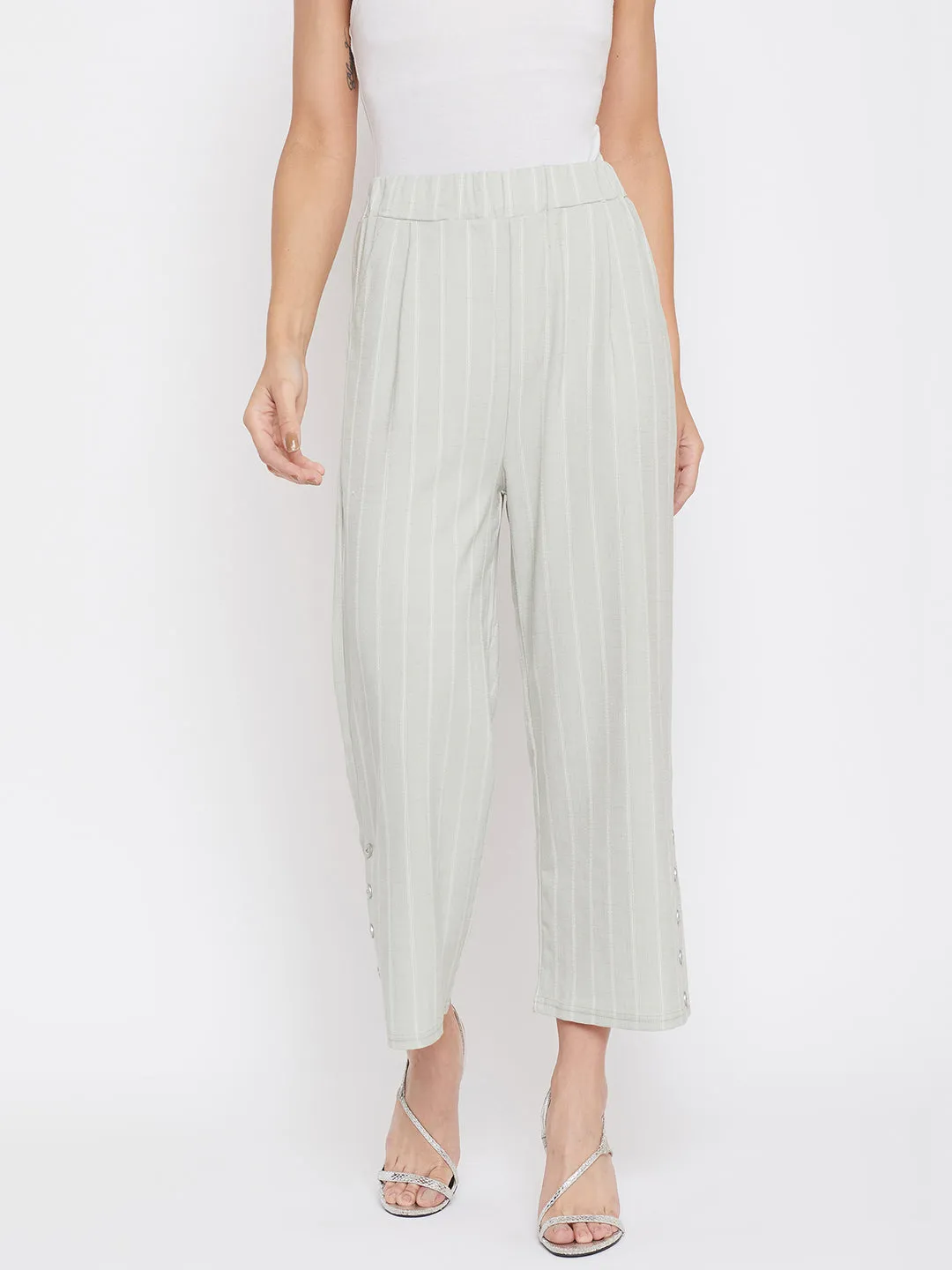 Grey Striped Culottes