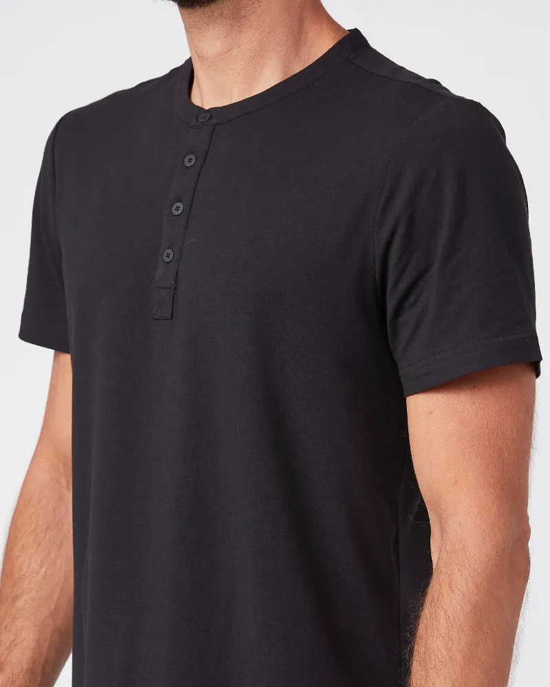 Harwood Short Sleeve Henley Shirt Black - Paige