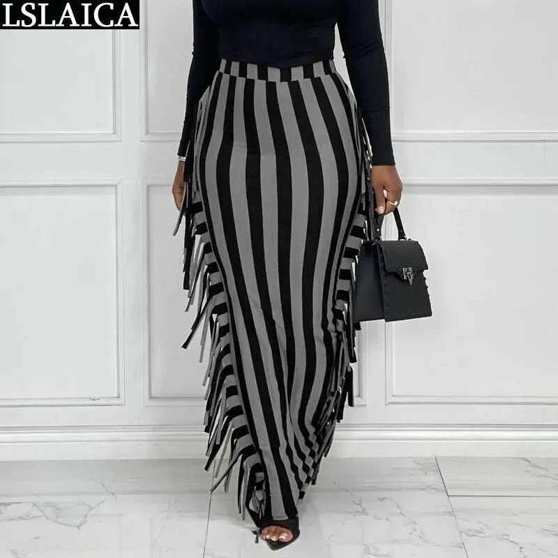 High Waist Tassel Skirt