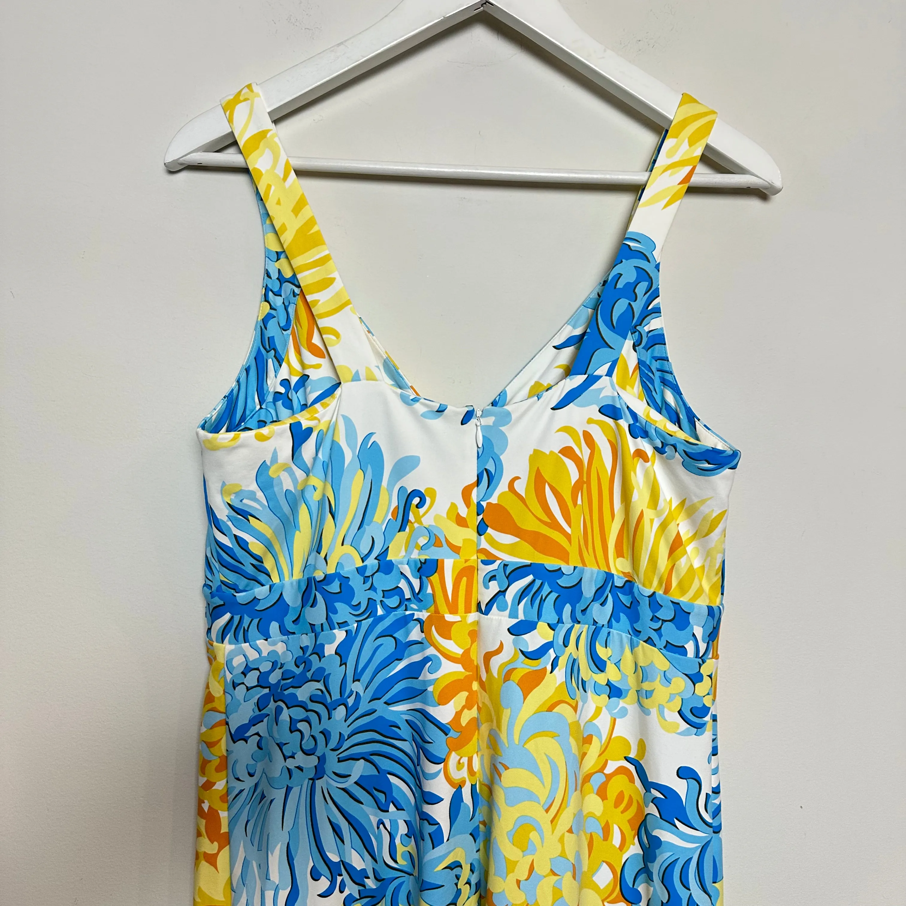 J. McLaughlin Karla Maxi Dress Catalina Cloth Sleeveless Blue Orange White Large