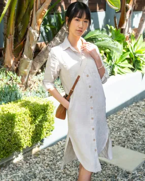 JENNA Linen Shirt Dress, Natural