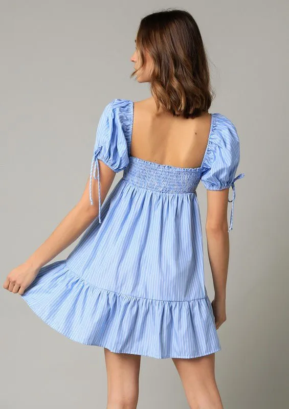 Jessie Blue Stripe Babydoll Mini Dress